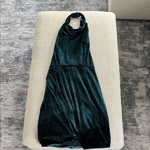 Betsey Johnson Velvet Backless Dress in Dark Green